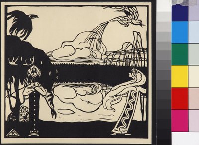 Deux oiseaux - 两只鸟 (Zwei Voegel)，康定斯基，瓦西里·瓦西里耶维奇 (1866-1944)。 木刻 作者 瓦西里·康定斯基