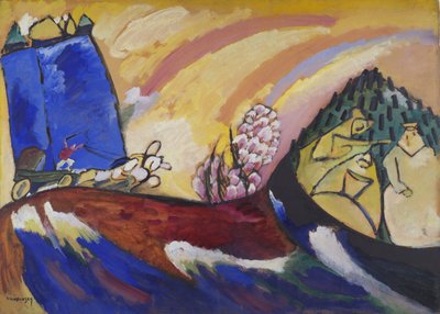 与三驾马车一起绘画，1911年1月18日 作者 瓦西里·康定斯基