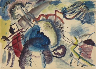 带白色边框的绘画素描草图，带白色边框的图片，1913年 作者 瓦西里·康定斯基