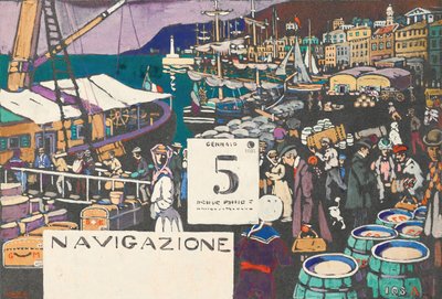 船舶海报的研究，1906年。 作者 瓦西里·康定斯基