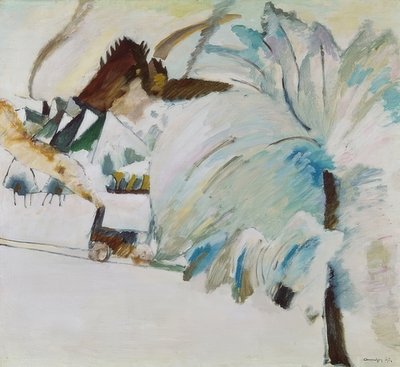 与机车的冬天风景。 1911年 作者 瓦西里·康定斯基