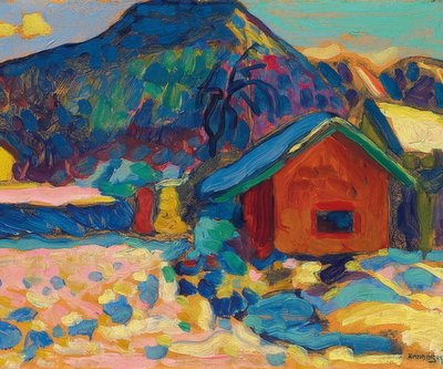 冬季学习与山。 1908年 作者 瓦西里·康定斯基