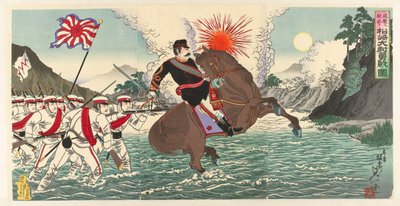 描绘松崎大尉在松湾海战中英勇战斗的作品
Seikan no eki ni oite Matsuzaki Taii yûsen no zu（物品上的标题） 作者 堀德