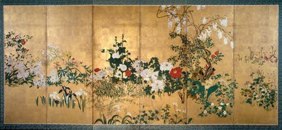 春夏之花的屏风，18世纪初 作者 不明