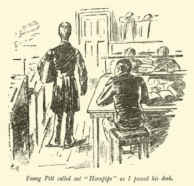 当我经过他的办公桌时，年轻的皮特叫出了Hornpipe 作者 Weedon Grossmith