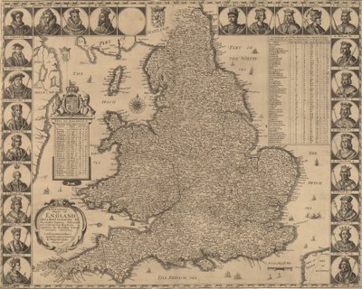 一幅新的、精确的英格兰地图，1644年。 作者 瓦茨劳斯·霍拉尔