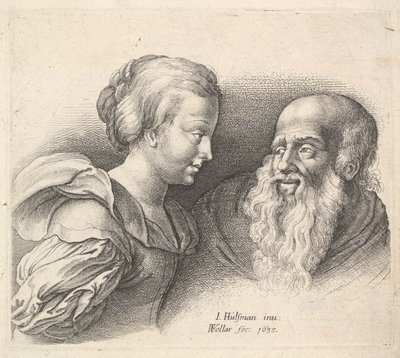 一位老人和一个女孩，效仿于赫尔曼，1635年。 作者 瓦茨劳斯·霍拉尔