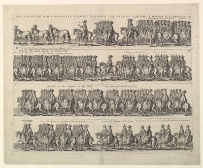 查尔斯二世通过伦敦加冕游行，1662年。 作者 瓦茨劳斯·霍拉尔