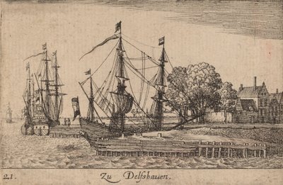 Delfshaven，1635年。 作者 瓦茨劳斯·霍拉尔