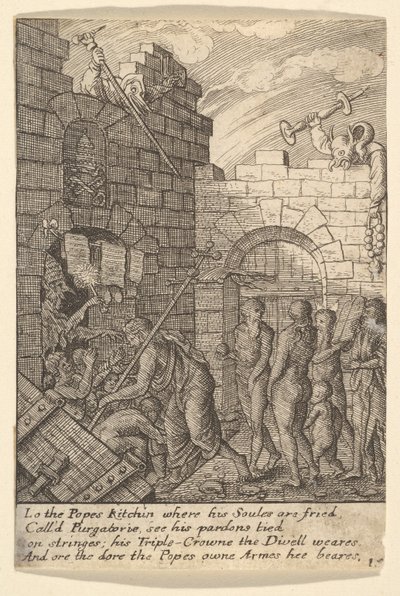 堕入地狱，1625-77年。 作者 瓦茨劳斯·霍拉尔