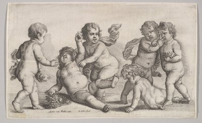 五个男孩和一个色狼，1625-77年。 作者 瓦茨劳斯·霍拉尔