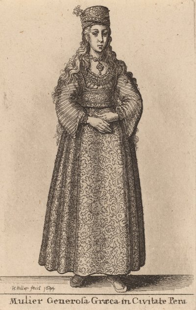 Mulier Generosa Graeca in Civitate Pera, 1644. 作者 瓦茨劳斯·霍拉尔
