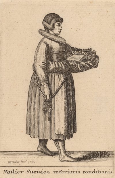 Mulier Svevica Inferioris Conditionis, 1642. 作者 瓦茨劳斯·霍拉尔