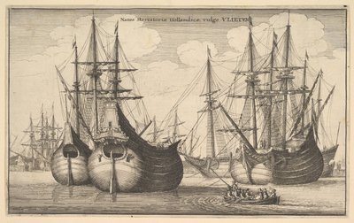 Mercantoriæ荷兰的船只，一般vlieten荷兰货轮或笛，1647。 作者 瓦茨劳斯·霍拉尔