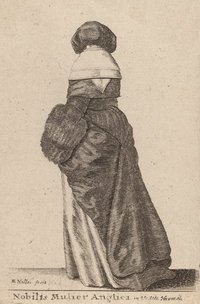 Nobilis Mulier Anglica, in Vestitu Hiemali, 1643. 作者 瓦茨劳斯·霍拉尔
