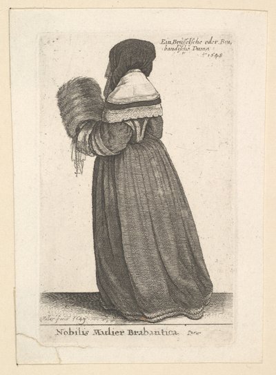Brabantica高贵的女人，贵妇从布拉班特，1648。 作者 瓦茨劳斯·霍拉尔