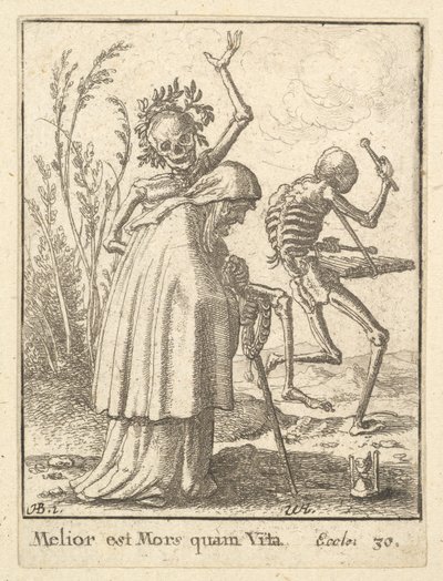 老妇人，来自死亡之舞，1651年。 作者 瓦茨劳斯·霍拉尔
