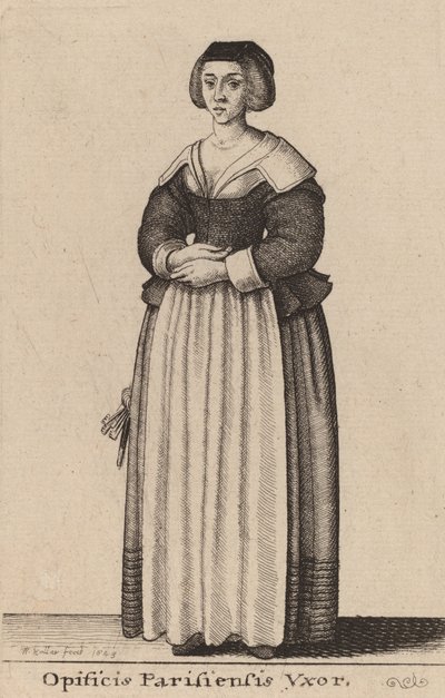 Opificis Parisiensis Vxor, 1643. 作者 瓦茨劳斯·霍拉尔