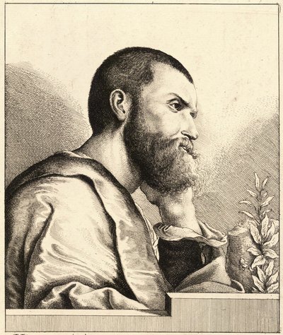 Pietro Aretino画象作为一个年轻人c.1650 作者 Wenceslaus Hollar