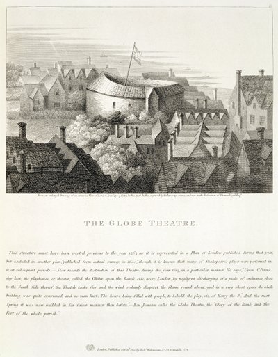 The Globe Theatre，c.1647，由Robert Wilkinson出版，伦敦，1810年 作者 瓦茨劳斯·霍拉尔