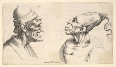 两个畸形的头像，1625-77年。 作者 瓦茨劳斯·霍拉尔