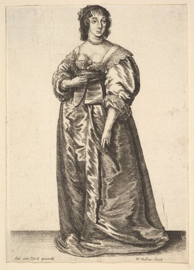 全长女士，以安东尼·范·戴克（Anthony van Dyck）为例，1625-77。 作者 瓦茨劳斯·霍拉尔