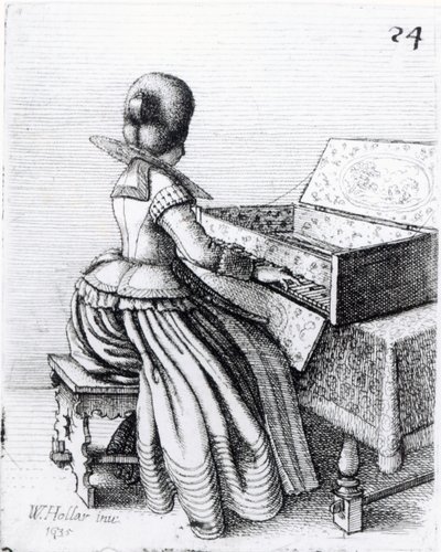 女人玩键盘，1635年 作者 瓦茨劳斯·霍拉尔