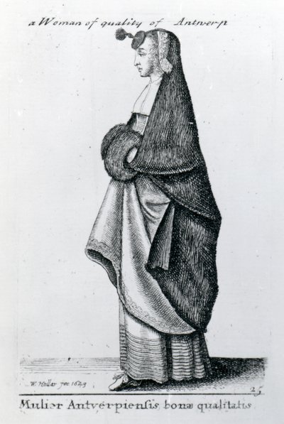 安特卫普的质量女人，1643年 作者 瓦茨劳斯·霍拉尔