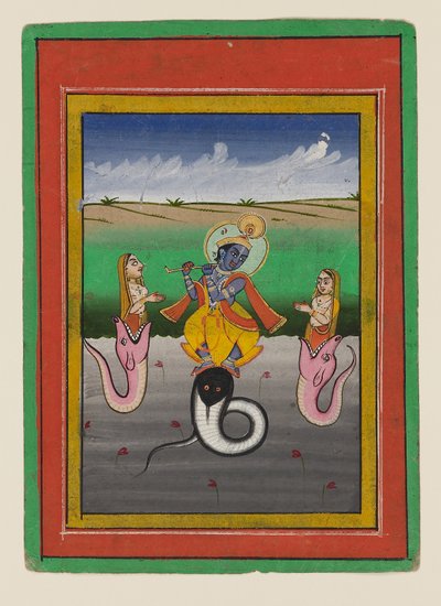 Krishna Kaliyamardaka，十九世纪末至二十世纪初（纸上水粉画） 作者 西印度学校