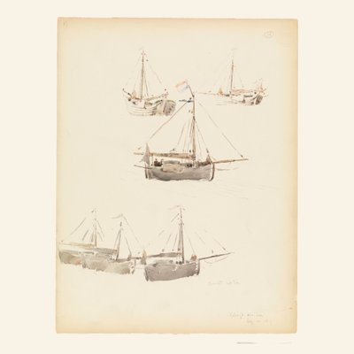 绘图，荷兰驳船，1887 年 8 月 20 日 作者 小惠特尼·沃伦
