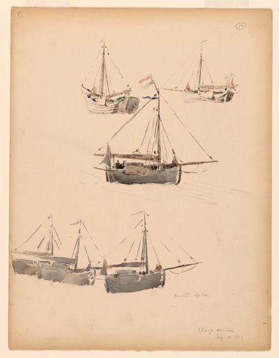 绘图，荷兰驳船，1887 年 8 月 20 日 作者 小惠特尼·沃伦