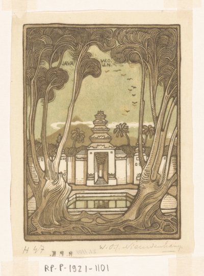 爪哇日惹附近的公墓 爪哇海勒公墓（原标题） 作者 Wijnand Otto Jan Nieuwenkamp（艺术家签名）