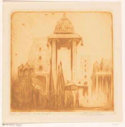 英属东印度群岛一座寺庙的庭院
寺庙里（原标题） 作者 Wijnand Otto Jan Nieuwenkamp（艺术家签名）