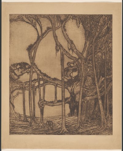 旧的 waringin（对象上的原始标题） 作者 Wijnand Otto Jan Nieuwenkamp（艺术家签名）