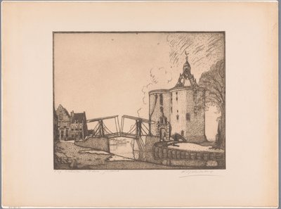 恩克惠曾的德洛梅达利斯景观
Enkhuizen，Dromedaris（原物上的标题） 作者 Wijnand Otto Jan Nieuwenkamp（艺术家签名）
