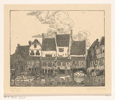 恩克赫伊曾港口的房屋 恩克赫伊曾港（原名） 作者 Wijnand Otto Jan Nieuwenkamp（艺术家签名）