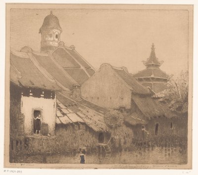 三宝垄的水上房屋 在甘榜，三宝垄（原标题） 作者 Wijnand Otto Jan Nieuwenkamp（艺术家签名）