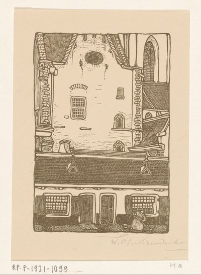 哈勒姆 Oude Groenmarkt 街上圣巴沃教堂旁的房屋
哈勒姆圣巴沃（原标题） 作者 Wijnand Otto Jan Nieuwenkamp（艺术家签名）