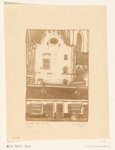 哈勒姆 Oude Groenmarkt 街上圣巴沃教堂旁的房屋
哈勒姆圣巴沃（原标题） 作者 Wijnand Otto Jan Nieuwenkamp（艺术家签名）