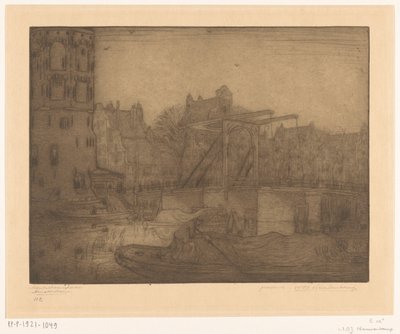 阿姆斯特丹 Montelbaanstoren（原标题） 作者 Wijnand Otto Jan Nieuwenkamp（艺术家签名）