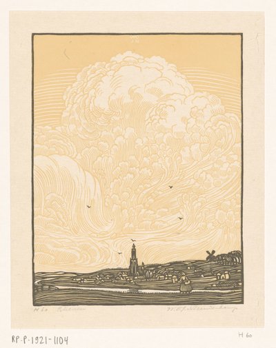 Rhenen （物品上的原标题） 作者 Wijnand Otto Jan Nieuwenkamp（艺术家签名）