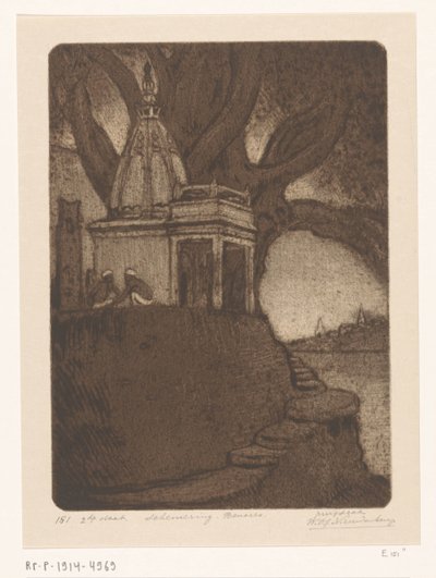 贝拿勒斯的寺庙夜景
日落，贝拿勒斯（原标题） 作者 Wijnand Otto Jan Nieuwenkamp（艺术家签名）