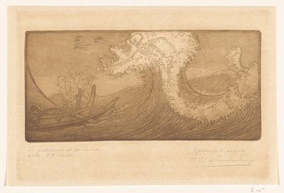 海上渔民与死亡 旅行者与死亡（原名） Le Pêcheur et la Mort（物体上的标题） 作者 Wijnand Otto Jan Nieuwenkamp（艺术家签名）