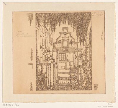 身着戏服的女子在埃当敲前门
在前门（原标题） 作者 Wijnand Otto Jan Nieuwenkamp（艺术家签名）