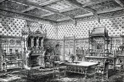 1872年9月1日出版于The House-Furnisher＆Decorator的哥特式餐厅设计 作者 威尔伯福斯·哈登