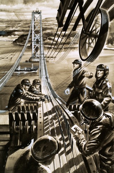 建造横跨福斯河的大桥（水粉画，纸本） 作者 威尔夫（20世纪）哈代
