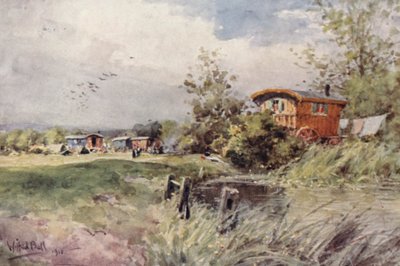 吉普赛人营地（彩色石版印刷） 作者 威尔弗里德·威廉姆斯·鲍尔