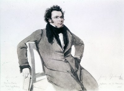 弗朗茨·舒伯特 (1797 - 1828)，奥古斯特·里德 (August Reider) 的水彩画 作者 威廉·奥古斯特·里德