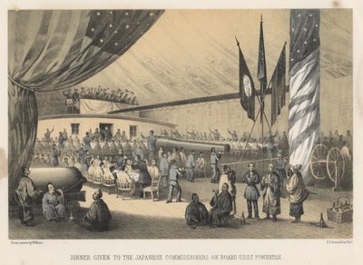 1855年在USSF Powhatan上向日本专员提供的晚餐 作者 威廉·约瑟夫·海涅