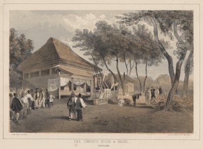 Fire Company的House und Engine，Yokuhama，1855 作者 威廉·约瑟夫·海涅